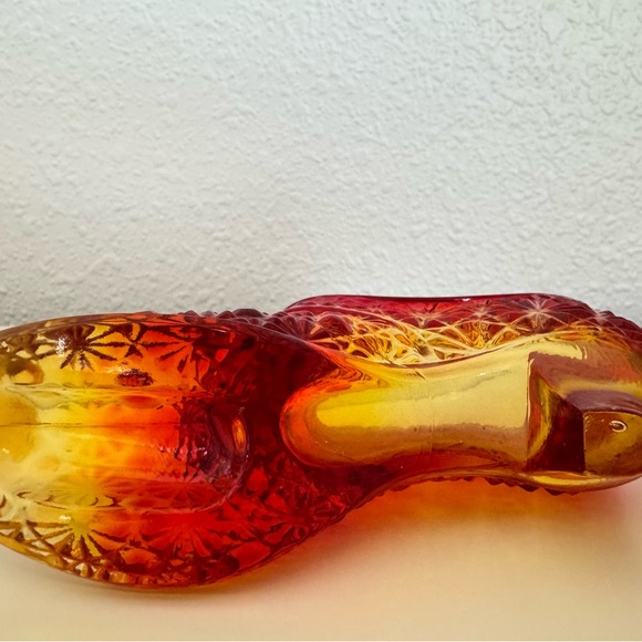Vintage Fenton‎ Amberina Daisy Button Glass Shoe - Picture 3 of 3
